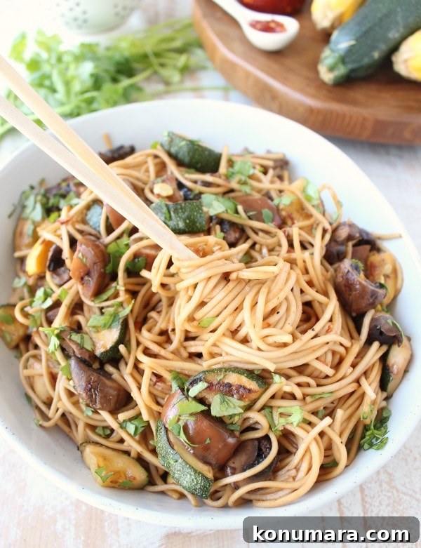 Smoky Grilled Vegetable Lo Mein with Garlic Sesame Sauce 3 Grilled Vegetable Lo Mein Recipe