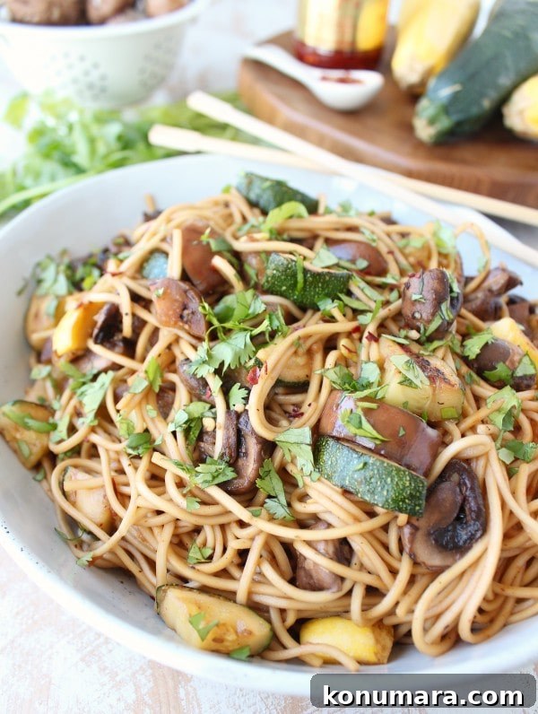 Smoky Grilled Vegetable Lo Mein with Garlic Sesame Sauce 5 Grilled Vegetable Lo Mein Recipe