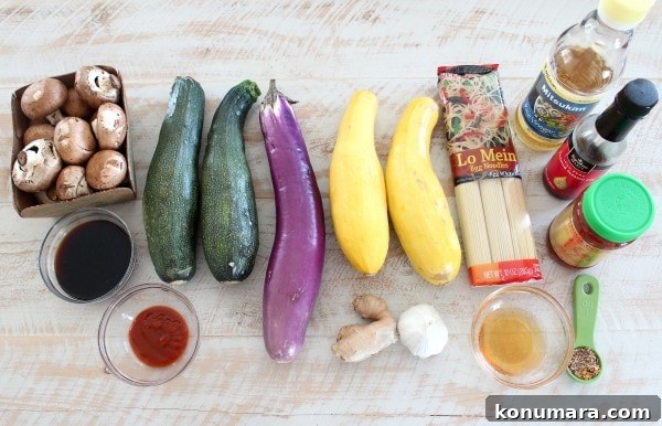 Smoky Grilled Vegetable Lo Mein with Garlic Sesame Sauce 7 Grilled Vegetable Lo Mein Recipe Ingredients