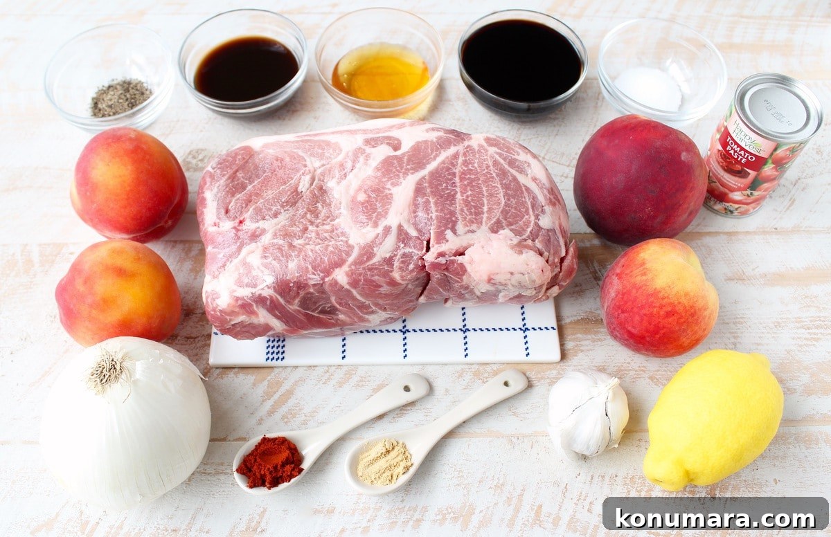 Slow-Cooker Peach BBQ Pulled Pork Sandwich Recipe 3 Slow Cooked Peach BBQ Pulled Pork Recipe Ingredients
