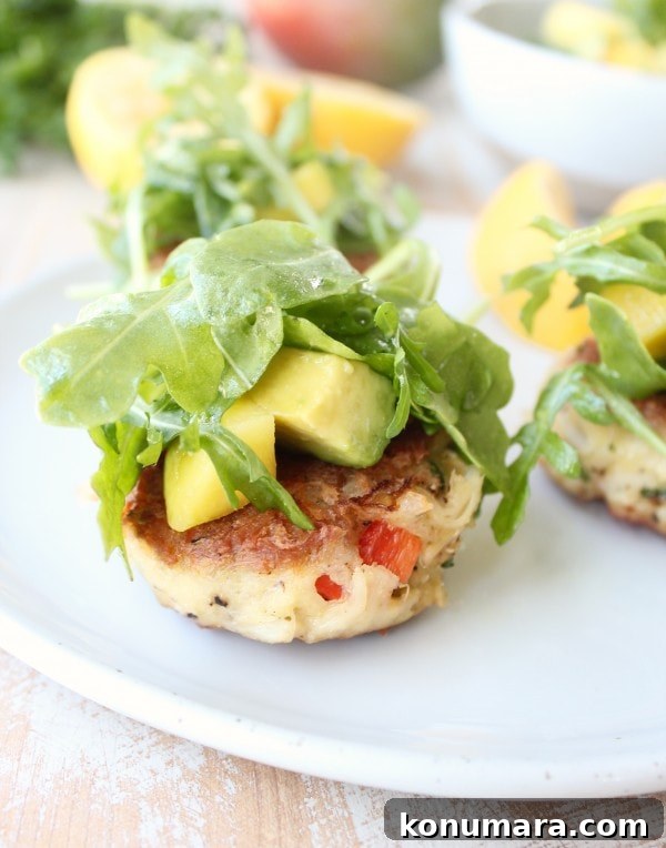 Coconut Crusted Crab Cakes Recipe with Mango Arugula Salad 6 Coconut Crab Cakes with Mango Arugula Salad