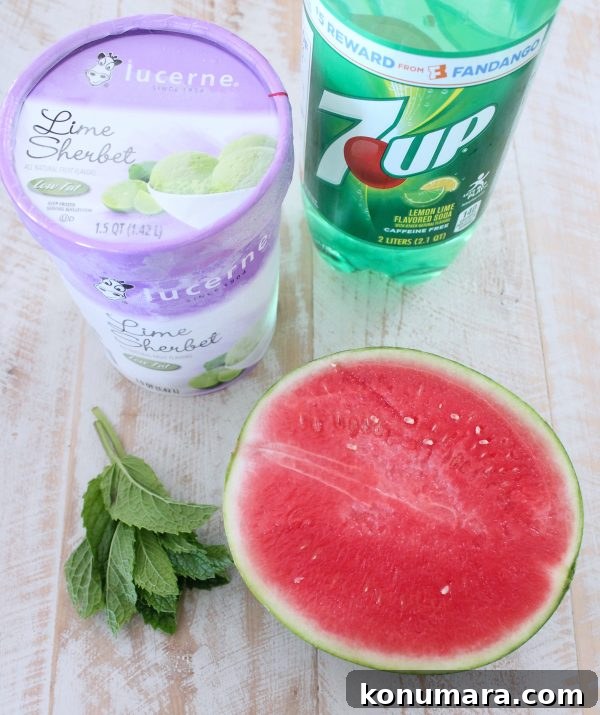 Watermelon Lime Sherbet Float Ingredients