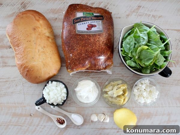 Spinach Artichoke Turkey Panini Ingredients