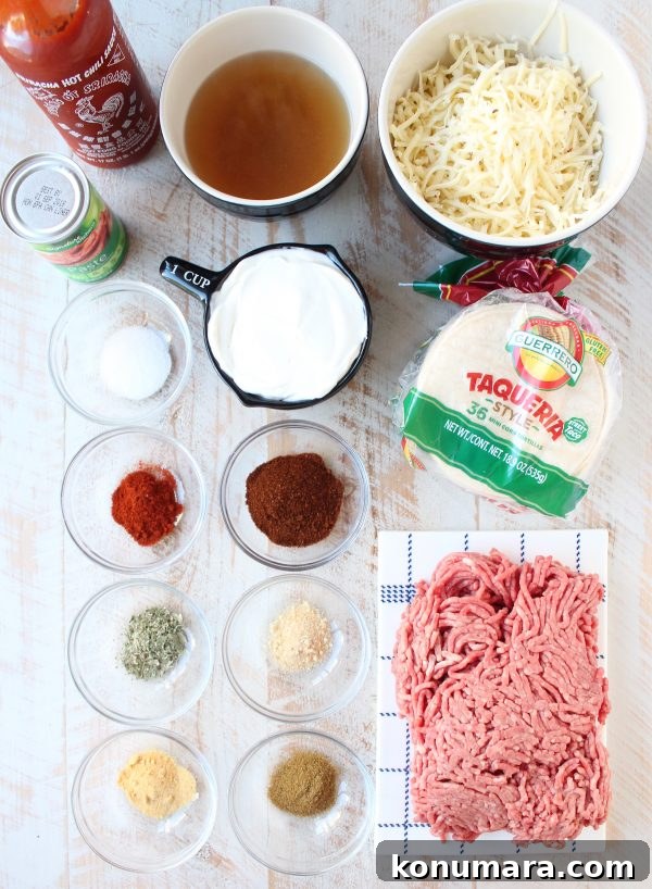 Skillet Sriracha Beef Enchiladas Recipe 4 Skillet Sriracha Beef Enchiladas Ingredients
