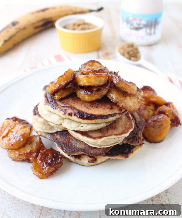Pancakes with caramelized plantains