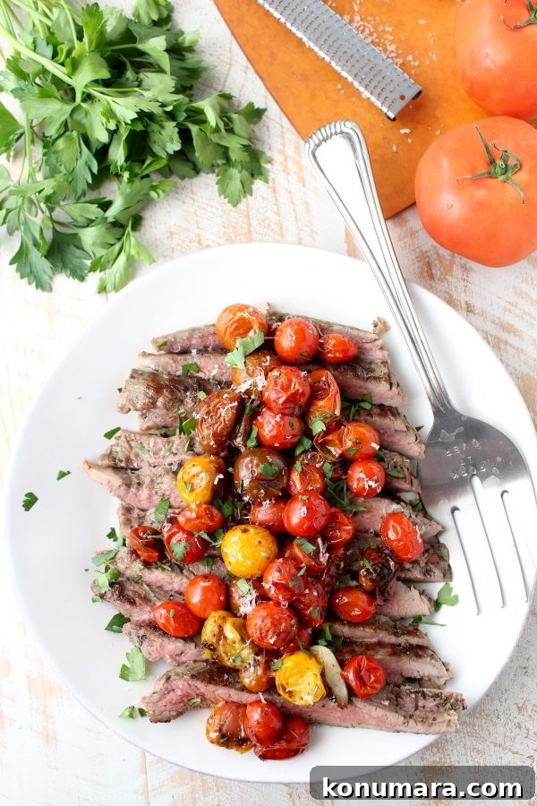 Flank steak with roasted tomatoes