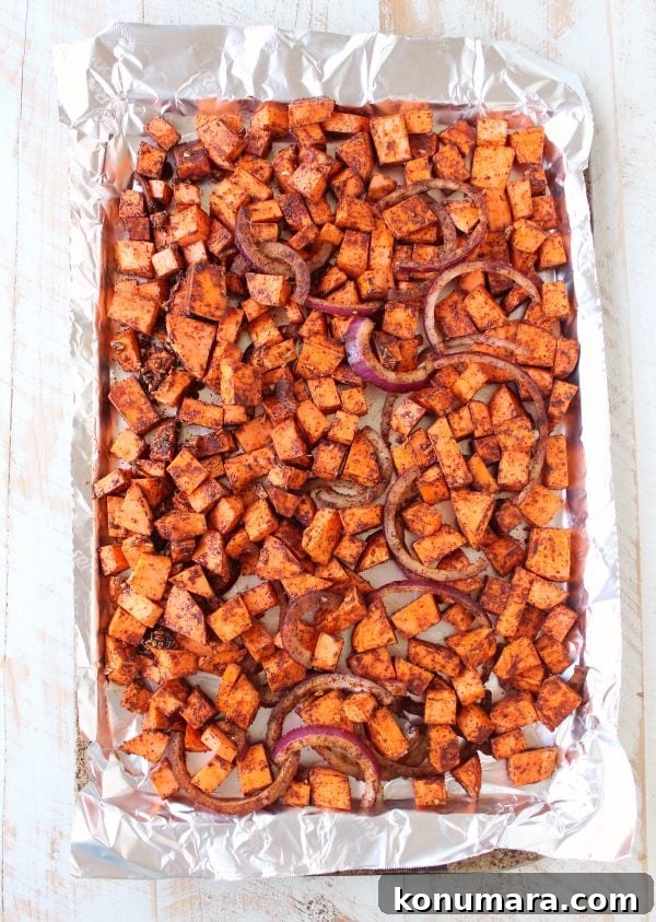 This Chili Roasted Sweet Potato & Cranberry Salad recipe combines sweet, savory & tart ingredients to make the most flavorful vegetarian salad ever!