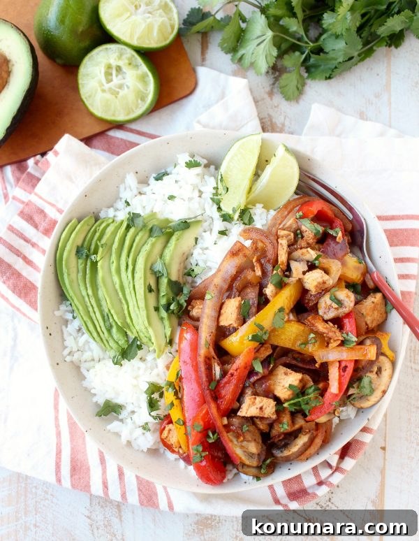Turkey fajita rice bowl - a tasty way to use leftover turkey