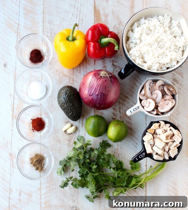 Close-up of turkey fajita rice bowl