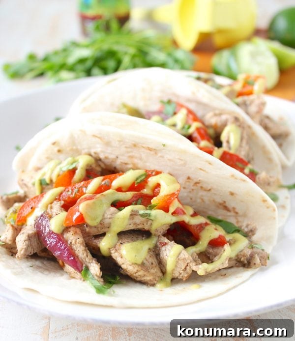 Final plated jerk chicken fajitas ready to serve
