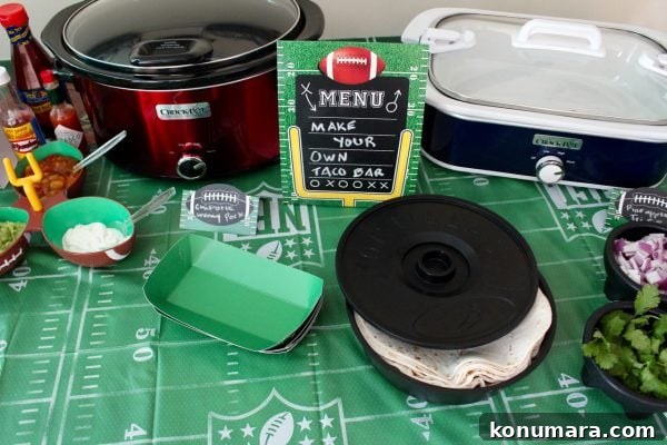 Build a Taco Bar for Your Next Party 4 A Make Your Own Taco Bar takes the hassle out of cooking while hosting a party & guests will love it! It's perfect for Superbowl, birthday parties & more!