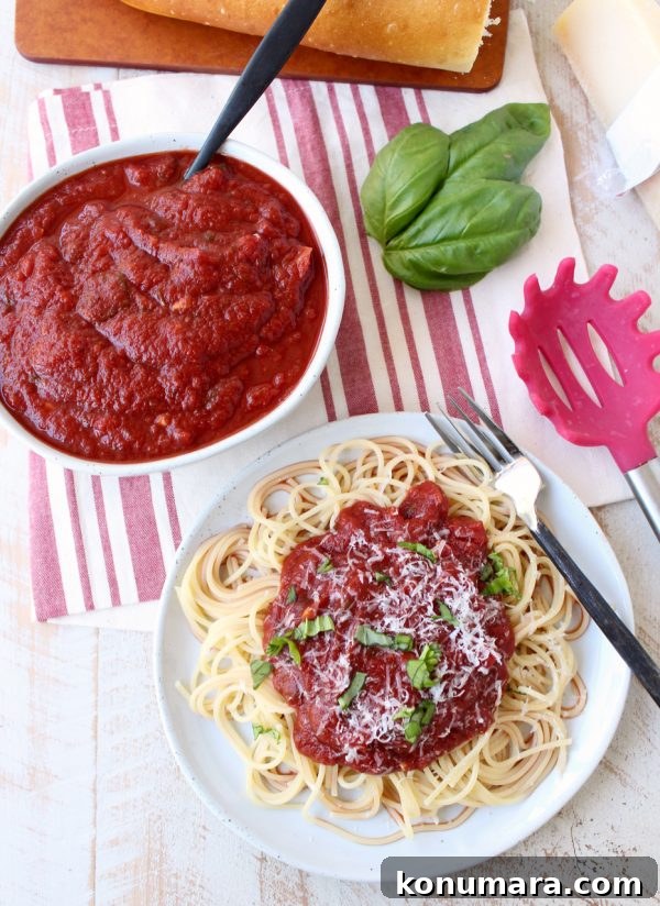 29-Minute Homemade Spaghetti Sauce Recipe 2 Ditch the store-bought jar for this easy spaghetti sauce recipe, made in under 30 minutes! It's delicious, gluten free & vegan!