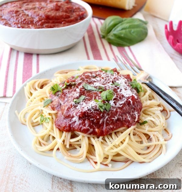 29-Minute Homemade Spaghetti Sauce Recipe 4 Ditch the store-bought jar for this easy spaghetti sauce recipe, made in under 30 minutes! It's delicious, gluten free & vegan!