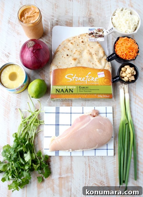Thai Peanut Chicken Naan Pizza Recipe 6 Finished Thai Peanut Chicken Naan Pizza with herbs