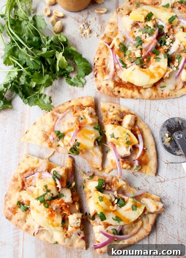Thai Peanut Chicken Naan Pizza Recipe 8 Thai Peanut Chicken Naan Pizza served