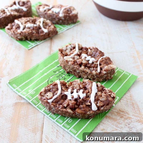 No-Bake Nutella Rice Krispie Football Treats 3 Nutella Rice Krispie Treats closeup