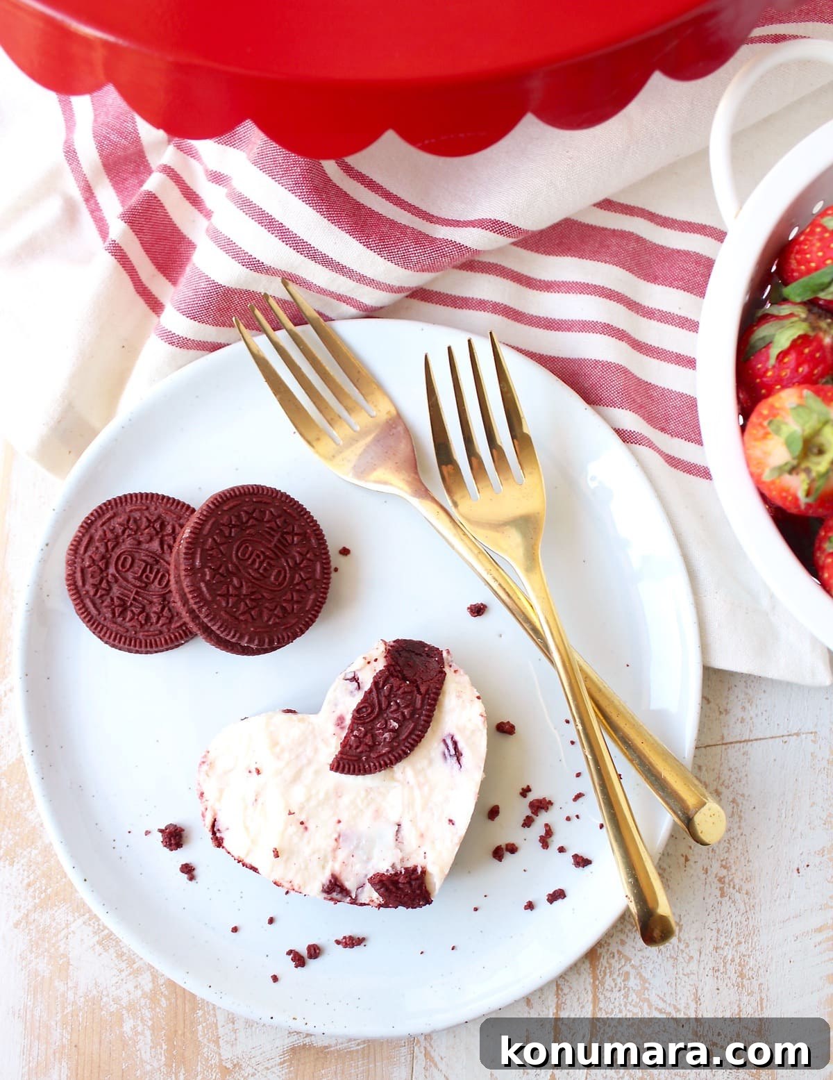 Red Velvet Oreo Cheesecake Bars Recipe 7 These delicious no bake cheesecake bars with a Red Velvet Oreo crust are sweet, decadent and can be cut into heart shapes for a cute Valentine's Day Treat!