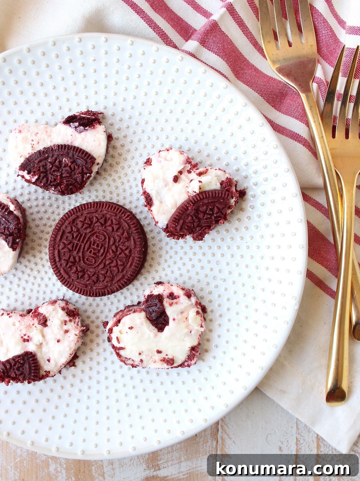 Red Velvet Oreo Cheesecake Bars Recipe 11 These delicious no bake cheesecake bars with a Red Velvet Oreo crust are sweet, decadent and can be cut into heart shapes for a cute Valentine's Day Treat!