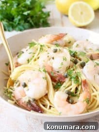 One Pot Shrimp Piccata Pasta