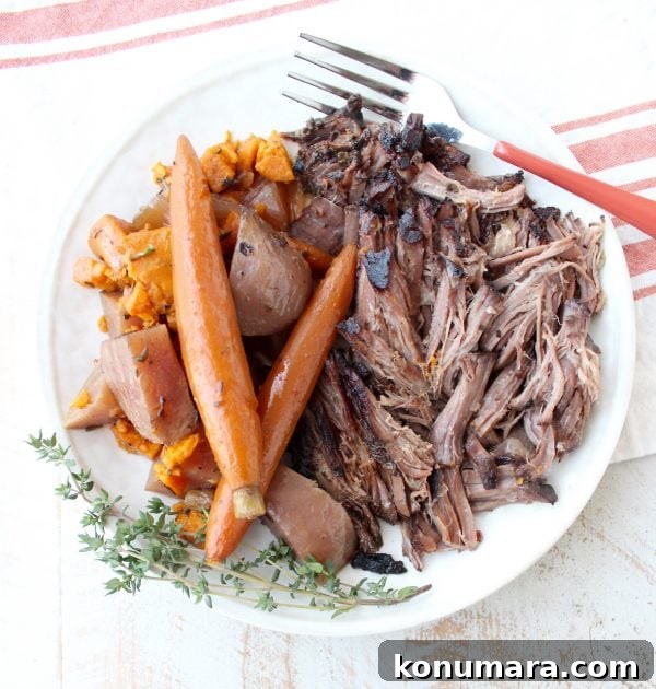 Slow Cooker Pot Roast with garlic and herbs