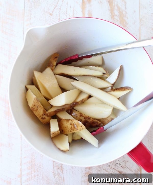 Crispy Salt and Vinegar Potato Wedges Recipe 6 Roasted salt and vinegar potatoes are a super simple side dish that's gluten free and vegan, and takes only about 5 minutes to prep!