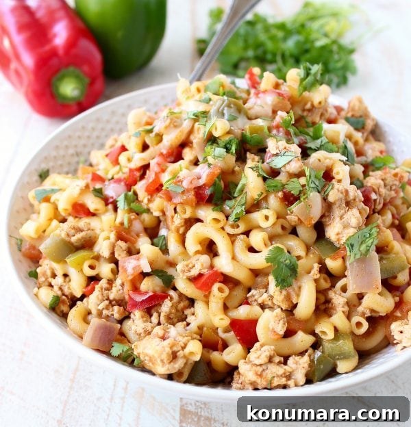 In one pot and only 29 minutes, prepare a delicious chicken fajita pasta dish that will easily become a weeknight family favorite! 