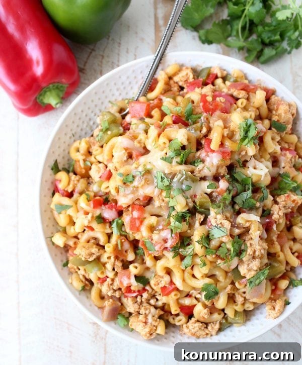 In one pot and only 29 minutes, prepare a delicious chicken fajita pasta dish that will easily become a weeknight family favorite! 