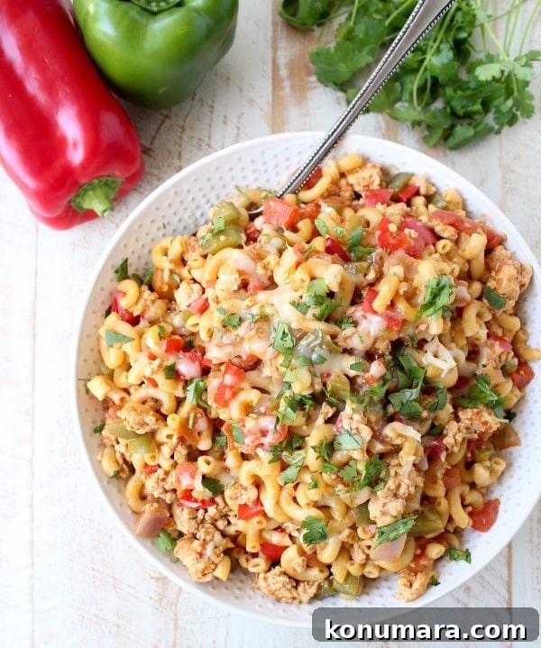 In one pot and only 29 minutes, prepare a delicious chicken fajita pasta dish that will easily become a weeknight family favorite! 