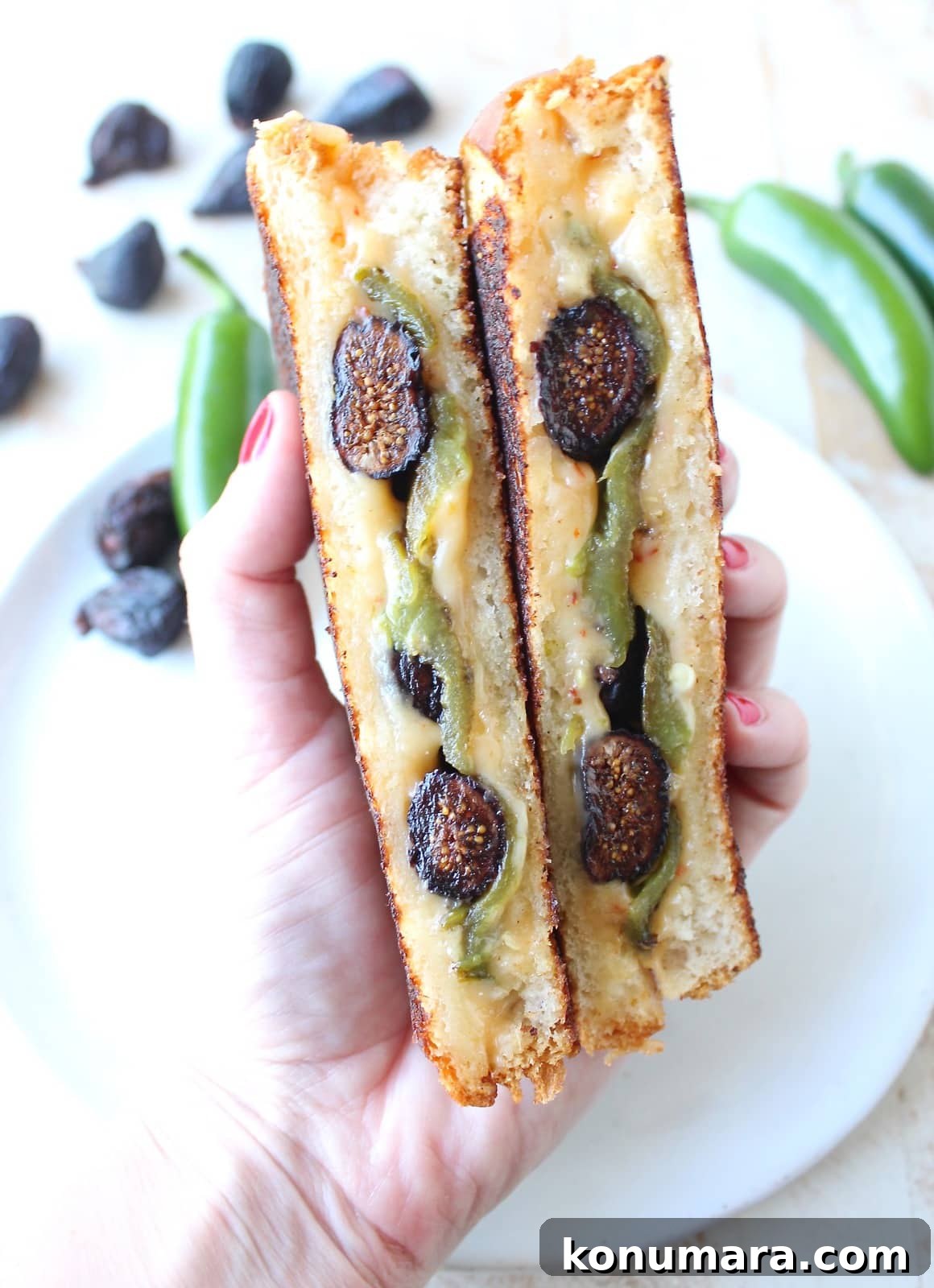 Fig and Jalapeno Grilled Cheese Recipe 7 Plated fig and jalapeño grilled cheese ready to eat