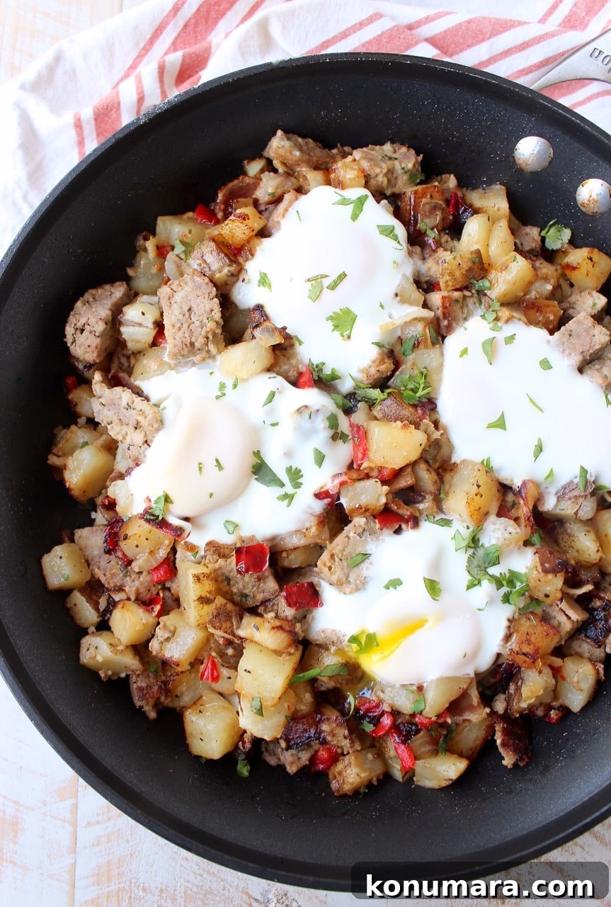 Meatloaf Hash served with eggs