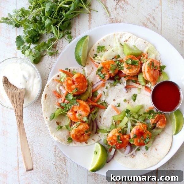 Buffalo Shrimp Tacos are an easy weeknight meal, made in just 15 minutes! They're also perfect for celebrating Taco Tuesday or Cinco De Mayo!