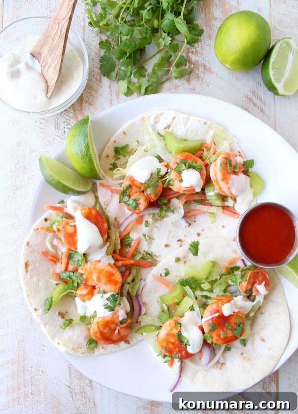 Buffalo Shrimp Tacos are an easy weeknight meal, made in just 15 minutes! They're also perfect for celebrating Taco Tuesday or Cinco De Mayo!