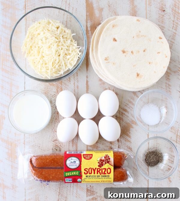 Breakfast Taquitos are the perfect easy breakfast recipe, made with chorizo, or soyrizo for vegetarians, scrambled eggs & pepper jack cheese!