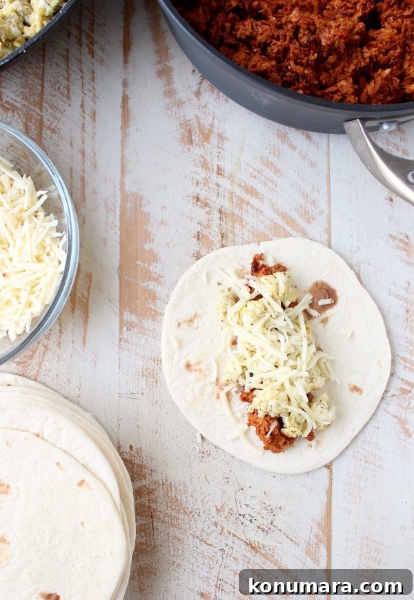 Breakfast Taquitos are the perfect easy breakfast recipe, made with chorizo, or soyrizo for vegetarians, scrambled eggs & pepper jack cheese!