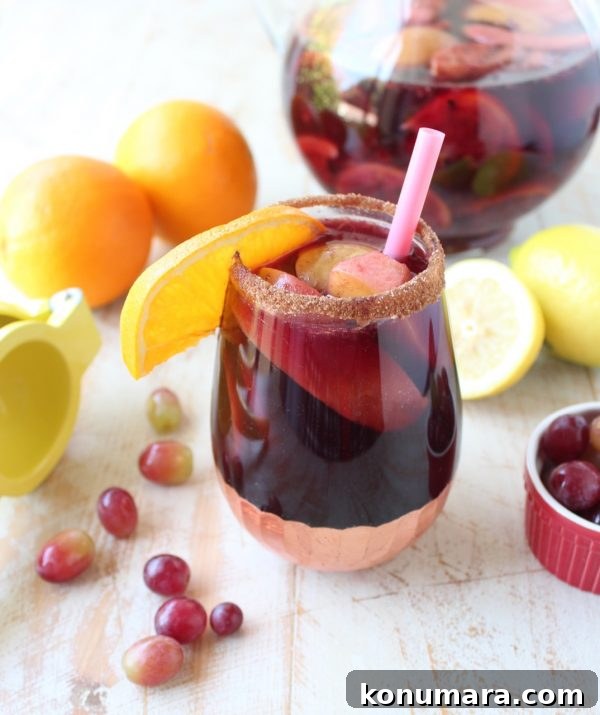 Smoky Grilled Fruit Sangria Recipe for Summer 8 Final Grilled Fruit Sangria with cinnamon sugar rim