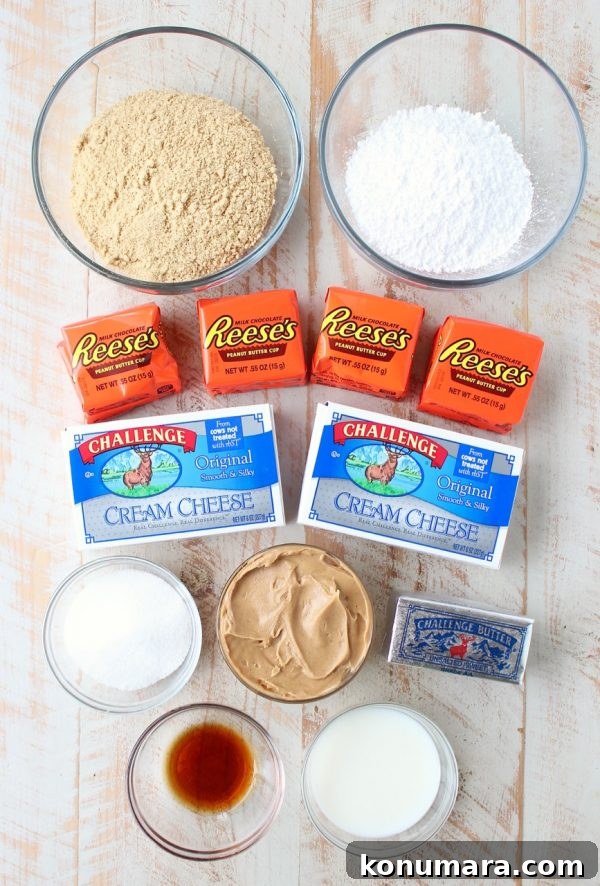 No-Bake Reese's Peanut Butter Cup Cheesecake Bars 5 No bake cheesecake bars are a deliciously easy dessert, made with Reese's Peanut Butter Cups, they're filled with chocolate, peanut butter goodness!