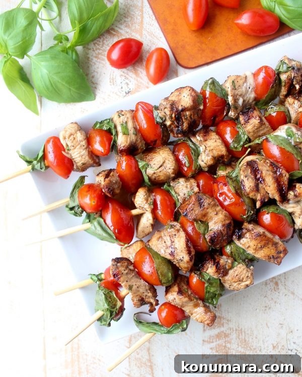 Close-up of Tomato Basil Chicken Skewers