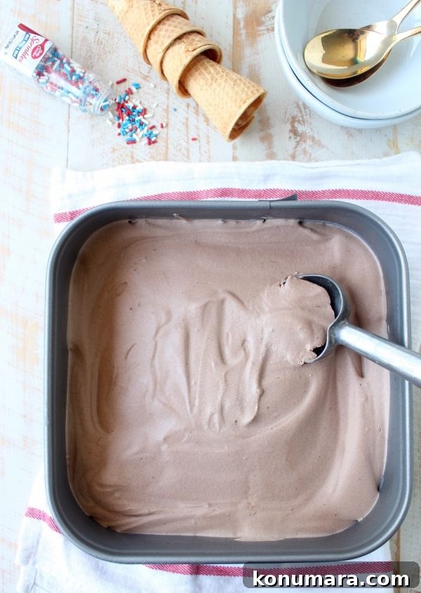 Creamy No Churn Chocolate Ice Cream Recipe 4 Homemade Chocolate Ice Cream is so easy to make without an ice cream maker! This no churn recipe only requires a couple of steps & a couple of ingredients!