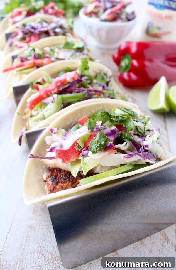 Blackened Mahi Mahi Tacos with Cilantro Jalapeno Slaw 11 Final plate of mahi mahi fish tacos