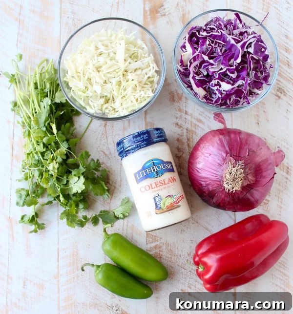 Blackened Mahi Mahi Tacos with Cilantro Jalapeno Slaw 5 Jalapeno cilantro coleslaw in bowl