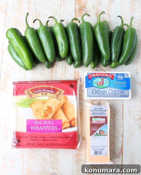 Crispy Jalapeño Popper Egg Rolls with Cream Cheese 4 Crispy, cheesy, delicious jalapeno popper egg rolls are the perfect appetizer for parties or game day! They're also so easy to make in under 30 minutes!
