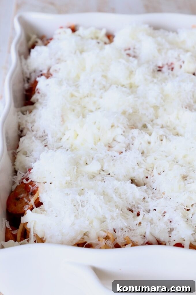 Baked Spaghetti Pizza Recipe 6 uncooked spaghetti casserole topped with shredded mozzarella and parmesan cheese