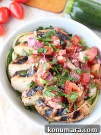 Bruschetta Grilled Chicken Zoodle Bowls