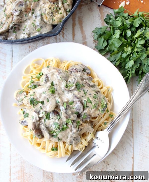 Creamy Mushroom Chicken Parmesan Recipe 9 Final plated creamy mushroom chicken parmesan