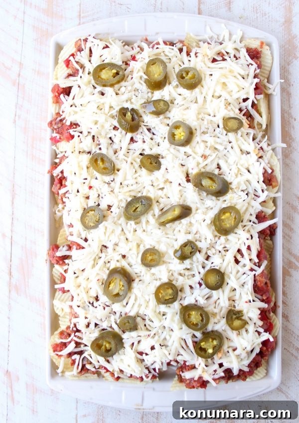 Tray of Sloppy Joe Nachos fresh from the oven