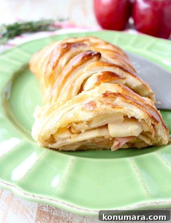 Brie-Stuffed Apple Strudel Recipe 2 Warm caramelized apples & creamy brie cheese wrapped in puff pastry for apple strudel.