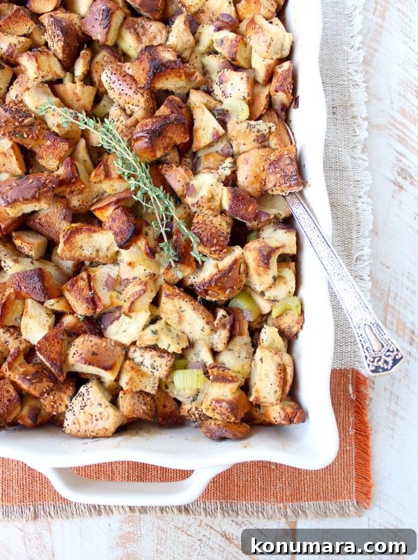 Savory Everything Bagel Stuffing Recipe 2 Everything Bagel Stuffing is a fun twist on traditional stuffing that's easy to make for Thanksgiving, Friendsgiving or as a side dish anytime of the year!