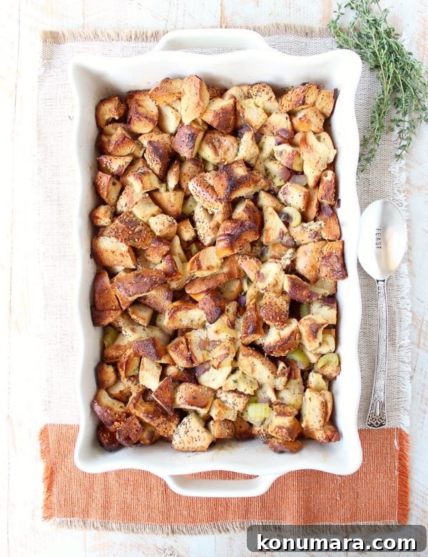 Savory Everything Bagel Stuffing Recipe 3 Everything Bagel Stuffing is a fun twist on traditional stuffing that's easy to make for Thanksgiving, Friendsgiving or as a side dish anytime of the year!