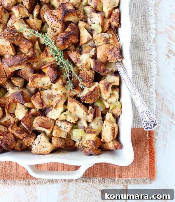 Savory Everything Bagel Stuffing Recipe 5 Everything Bagel Stuffing is a fun twist on traditional stuffing that's easy to make for Thanksgiving, Friendsgiving or as a side dish anytime of the year!