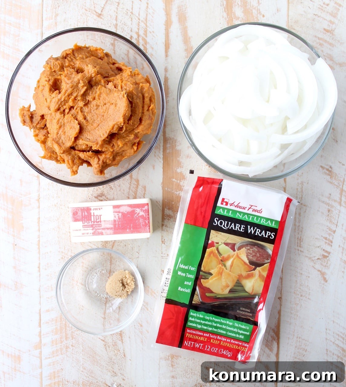 Sweet Potato Pierogi Recipe with Caramelized Onions 3 In this easy pierogies recipe, wonton wrappers are filled with leftover mashed potatoes, then pan seared with caramelized onions for a delicious meal!